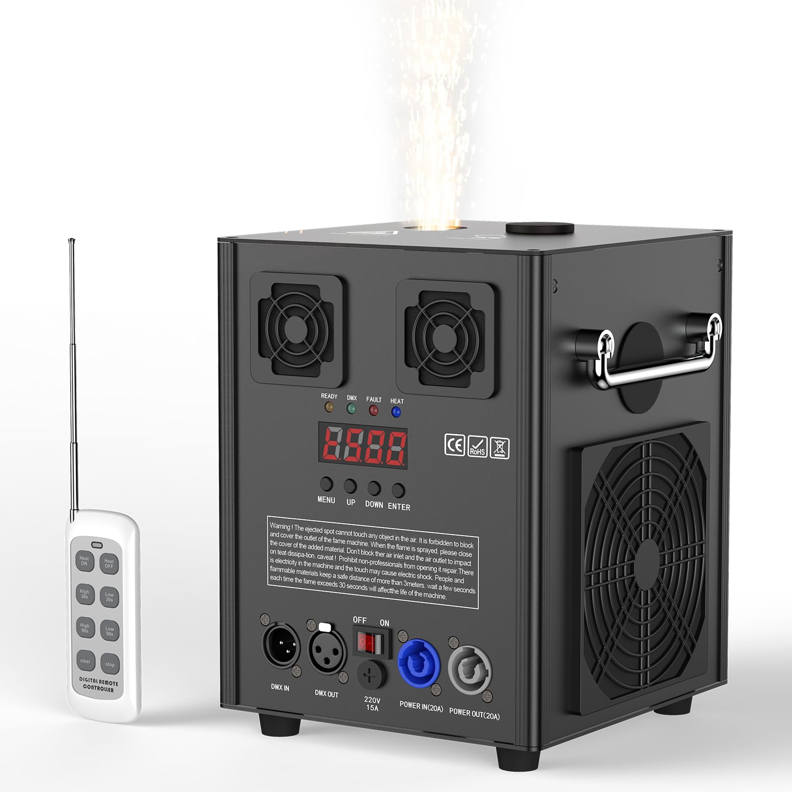 1000W Noirs Machine à Étincelles à Froid, Machines à Effets Spéciaux avec d-mx512 Télécommande Sans fil Machines Pyrotechniques pour Mariage Bar Scène Fête Halloween Noël Mariages