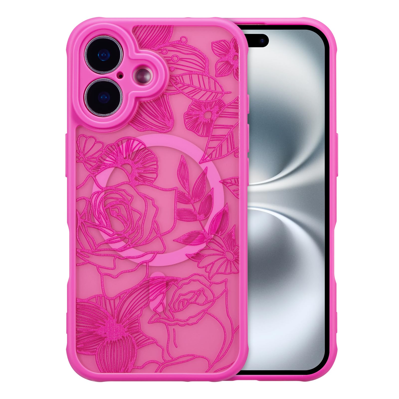 Custodia Magnetica Per IPhone 13 6.1 - Motivo Floreale Rosa Compatibile Con Magsafe Tpu 1176446