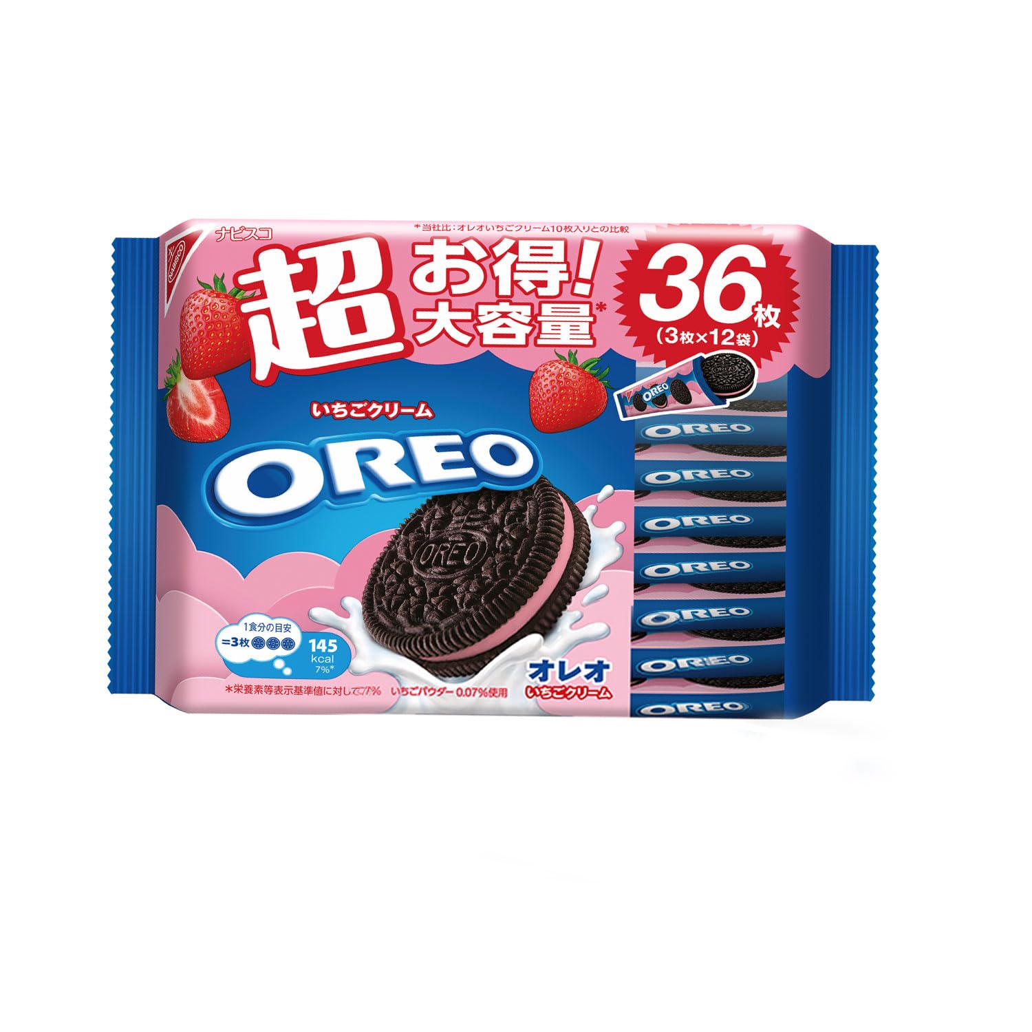 Amazon.co.jp: モンデリーズ オレオ メガパック いちごクリーム 36枚