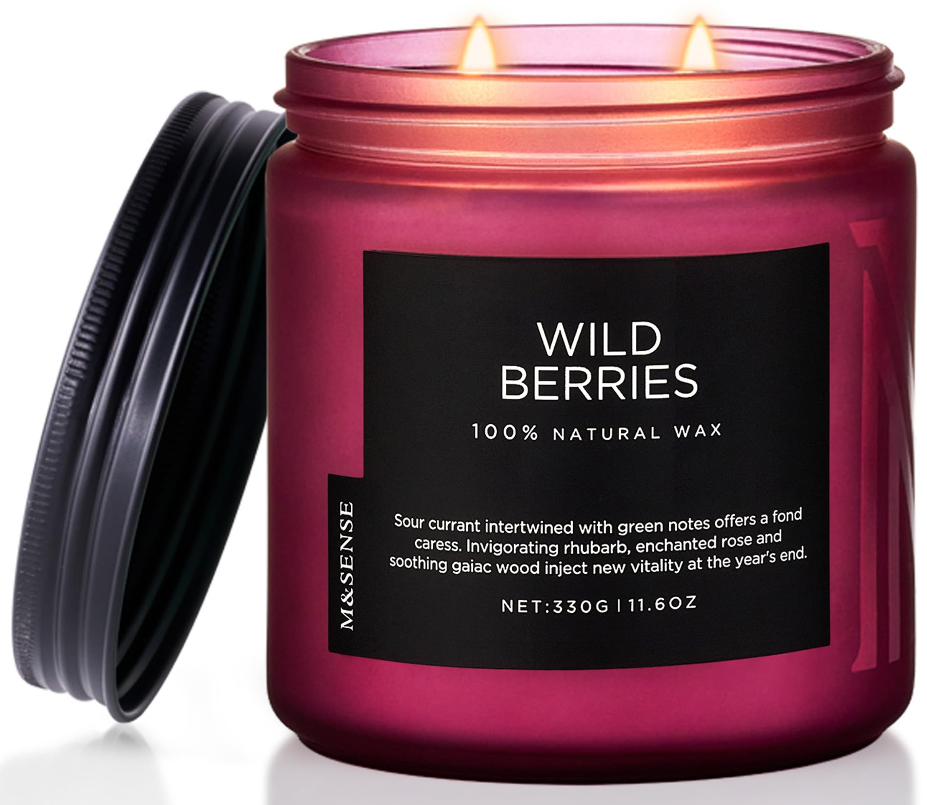 M&SENSE Wild Berries Large Soy Candles for Home Scented Organic Natural Soy Wax Candle 11.6oz 70 Hour Long Lasting, Christmas Holiday Scented Winter Gift for Bedroom Bathroom Home Decor