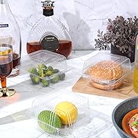 Vista 4 de Recipiente de plástico transparente para alimentos, 5 x 5 recipientes para llevar, desechables, con bisagras y tapas, para postres, pasteles