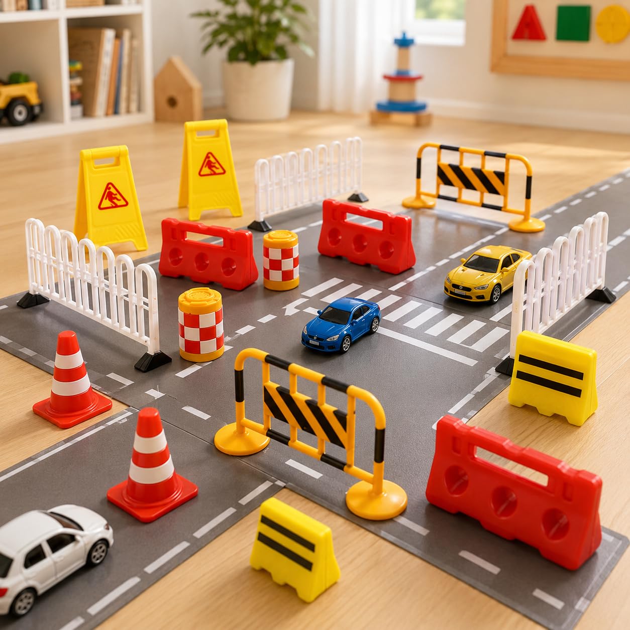 Garneck Juego de mini señales de tráfico para – Juego de 14 juguetes con conos de tráfico – obras y señales de carretera – Juguete educativo para la educación creativa y vial