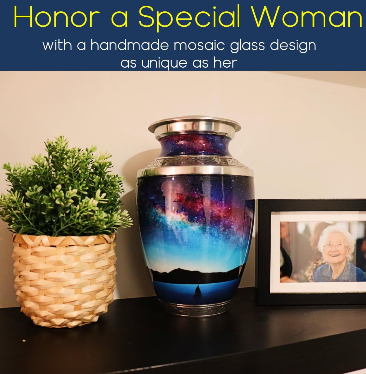 Blue Starry Night Sailing Boat Cremation Urn – Sailboat Under Serene Sky - Metal Funeral Urn for Human Ashes - Large Adult Size Burial Urn - Finished with Airbrushing Details - Adult Size - 200 cu in