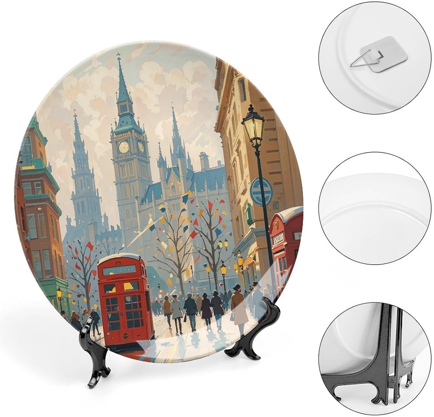 London Impression Ceramic Decorative Plate for Home, Bone China Plates image 4