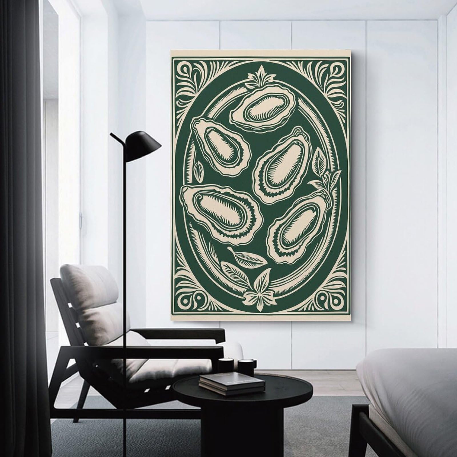 Junmoney Oysters on A Plate Illustration Home Decor Wall Art, 20x30inch(50x75cm), for Wall Displays, Bedrooms Or Room Updates, Ideal for Building A Coordinated Art Wall