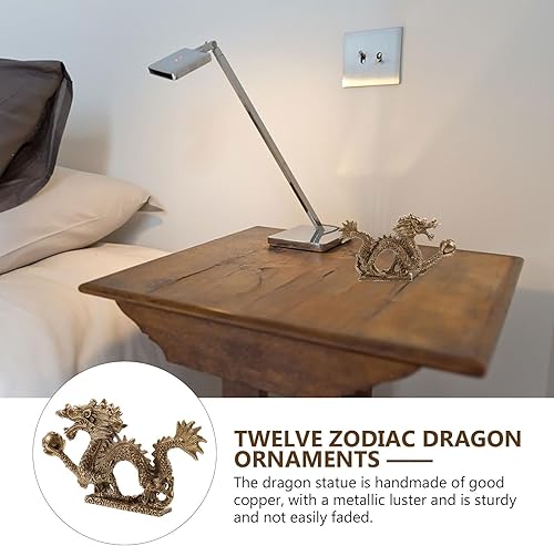 Miniatura 8 de Estatua de dragón chino Feng Shui, escultura de dragón dorado, figuras de dragón del zodiaco real, escultura de año nuevo, adornos de mesa, juguete