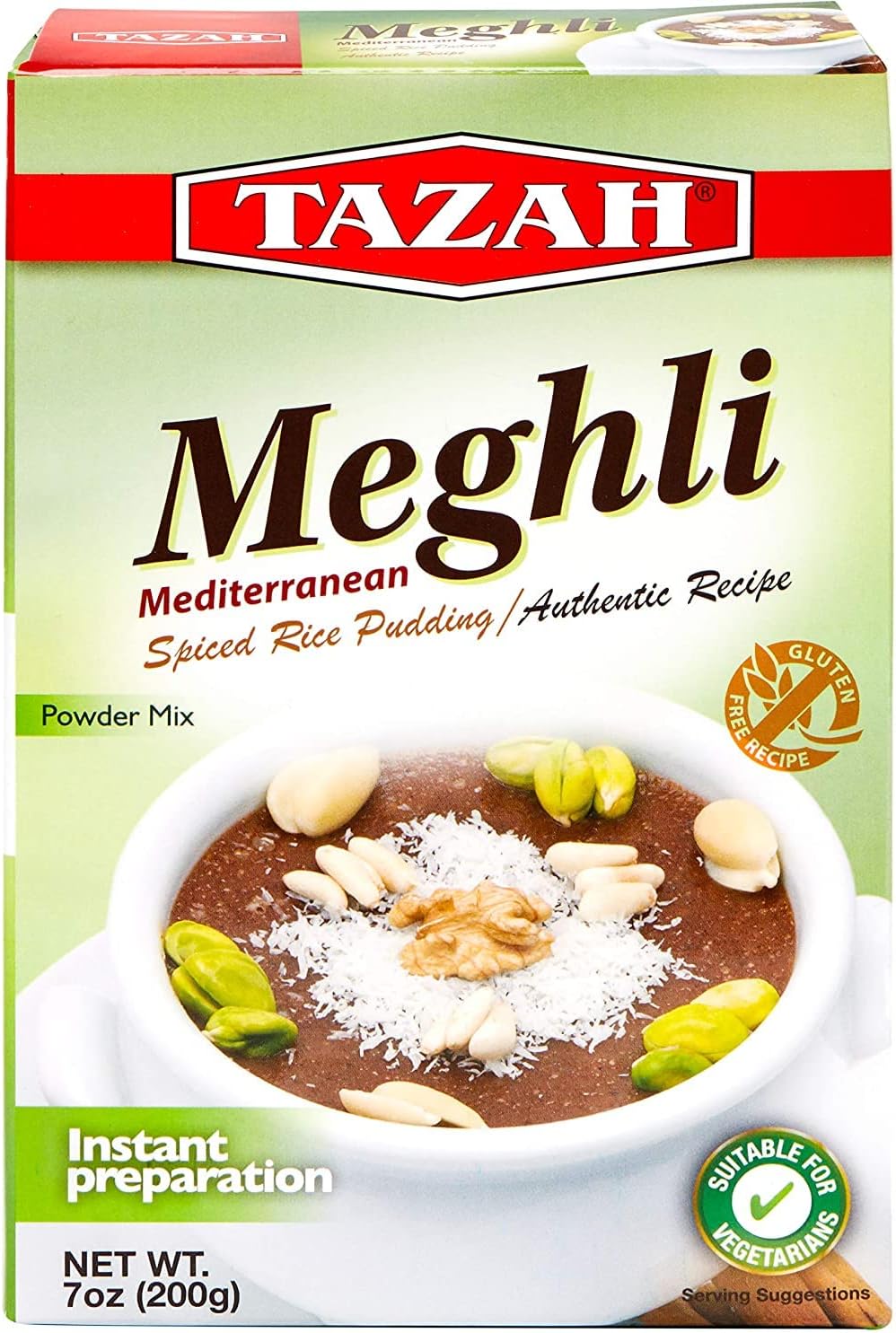 Tazah Meghli 7oz Lebanese Spiced Rice Pudding - Gluten-Free, Vegan-Friendly, 200g Powder Mix - Authentic Taste, Quick & Easy Preparation, Traditional Dessert
