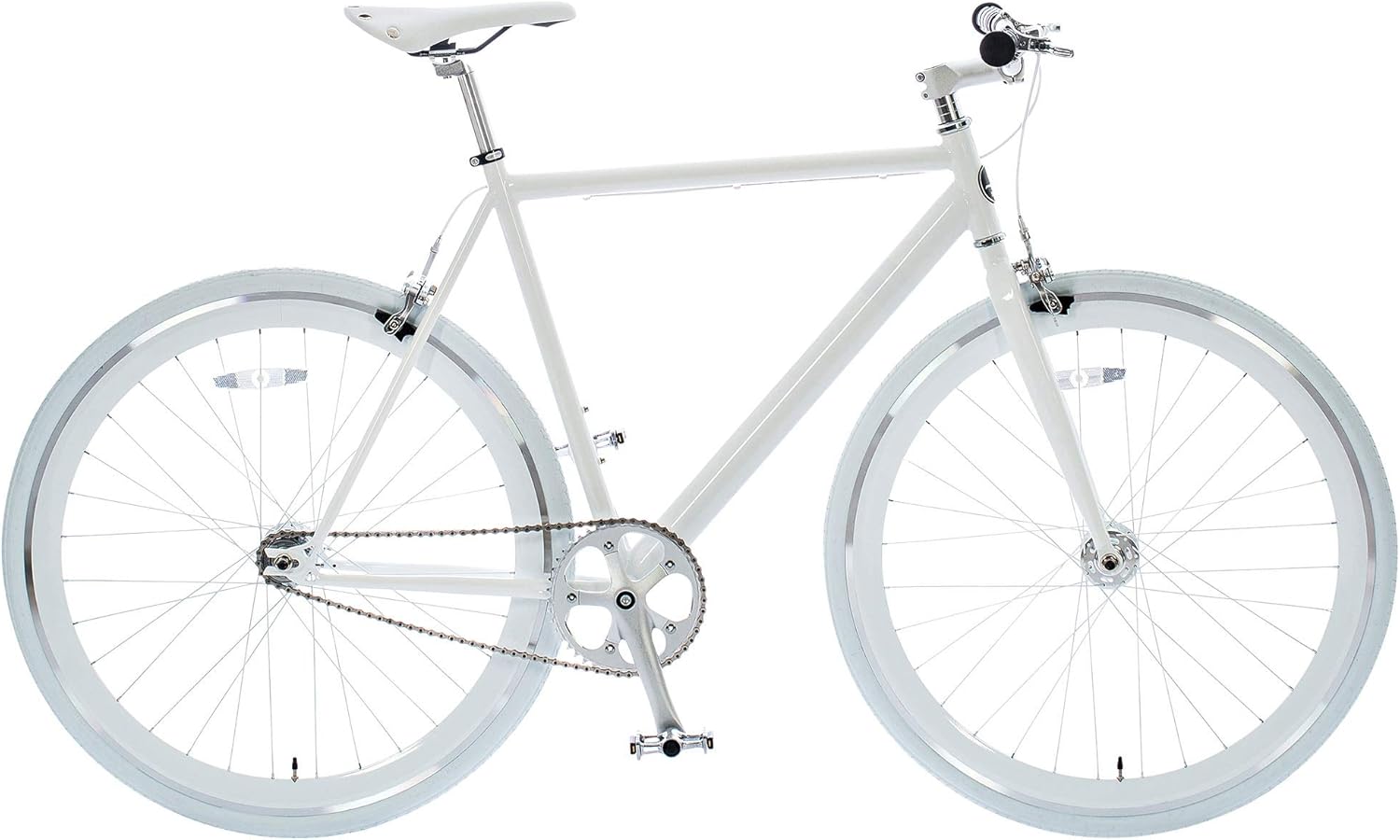 Solé Bicycles Urban Commuter Single Speed Fixed Gear Bike, White & White