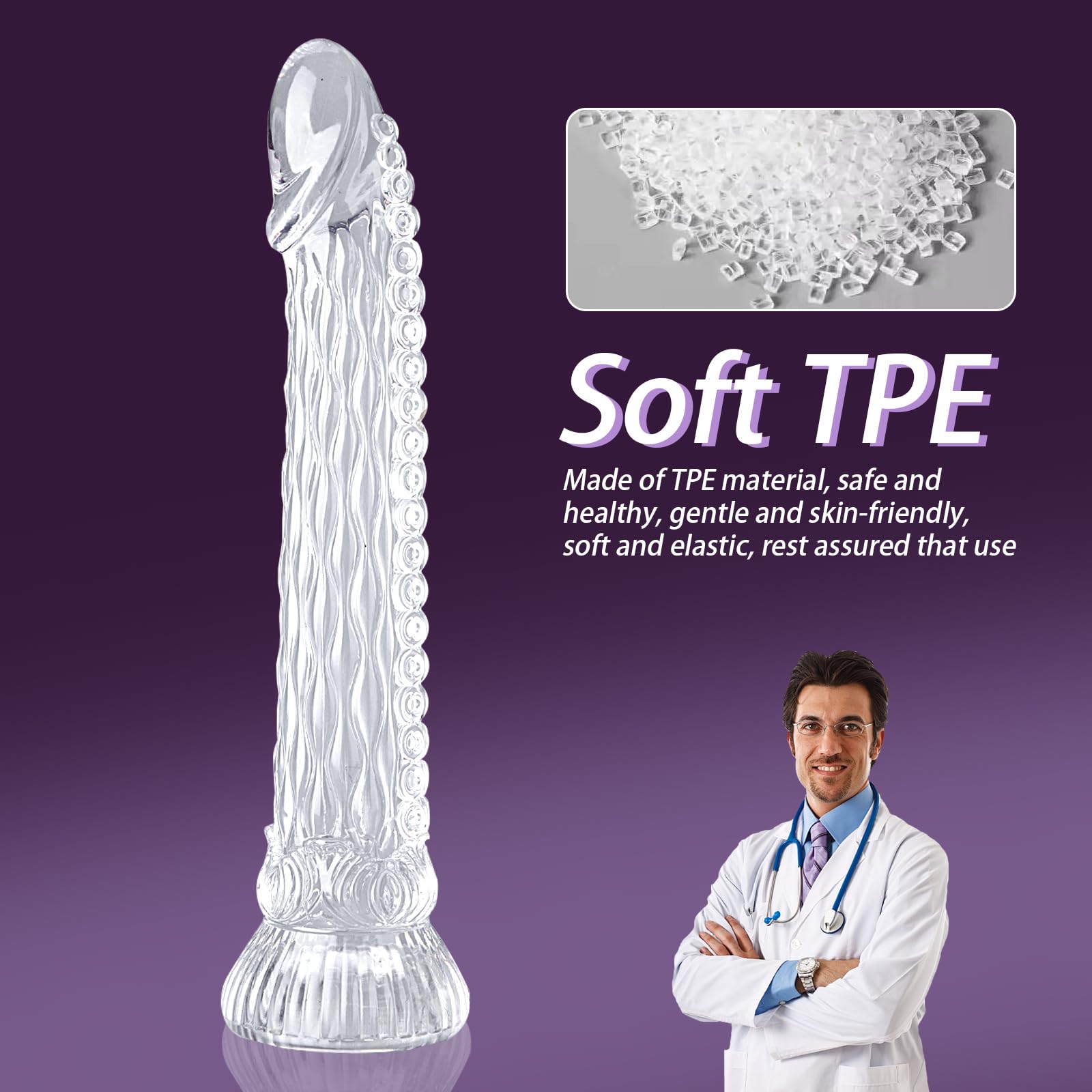 Anal Dildo Transparent Dildos,Neu Dildo 301mm mit Dildo Saugnapf,Analplug SM Sex Spielzeug Beide,Riesen Dildo xxl Diloschwanz für Frauen,Analdilos Herren Analkette Anal Toy (XL)