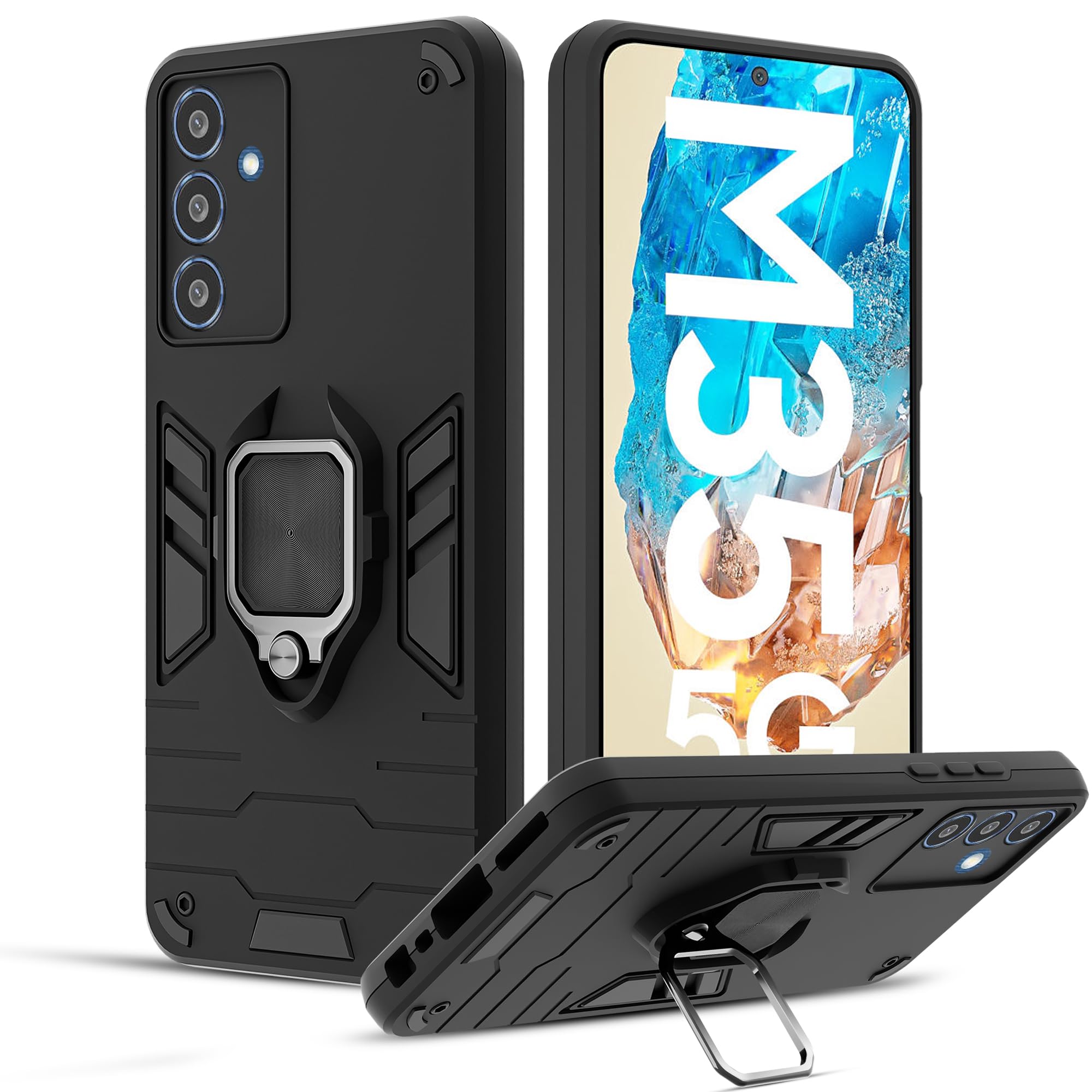 A rtistque Armor Bumper Back Cover Case for Samsung Galaxy S24 Ultra 5G | Ring Holder Stand | Sliding Camera Protection | Shockproof Rugged Design | Samsung S24 Ultra Back Cover - Black — Amazon image 11