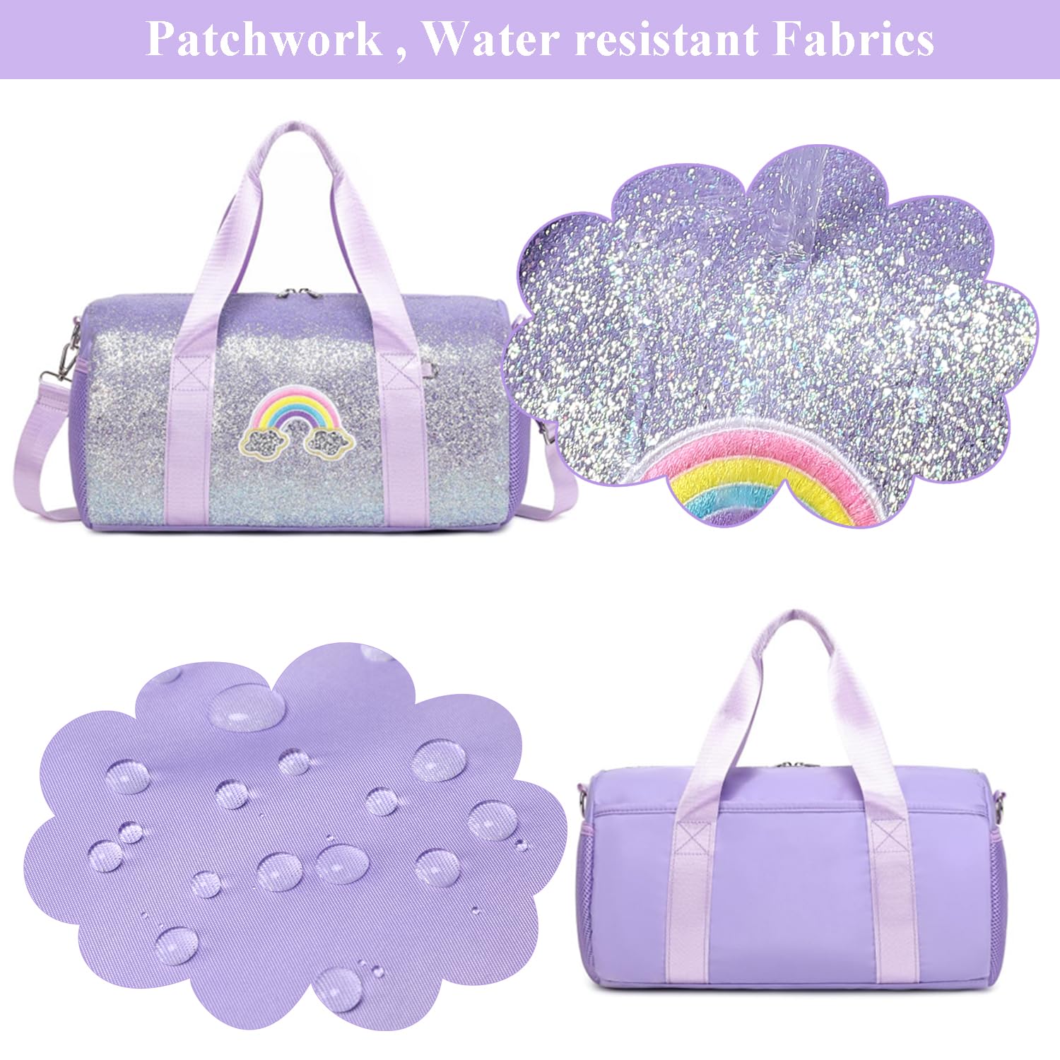 Borsa da Ballo Glitterata Bambina Ragazza Borse Danza Bambini Borsa da Ginnastica Borsoni Sportiva Borse da Viaggio per Bambina Tote da Palestra