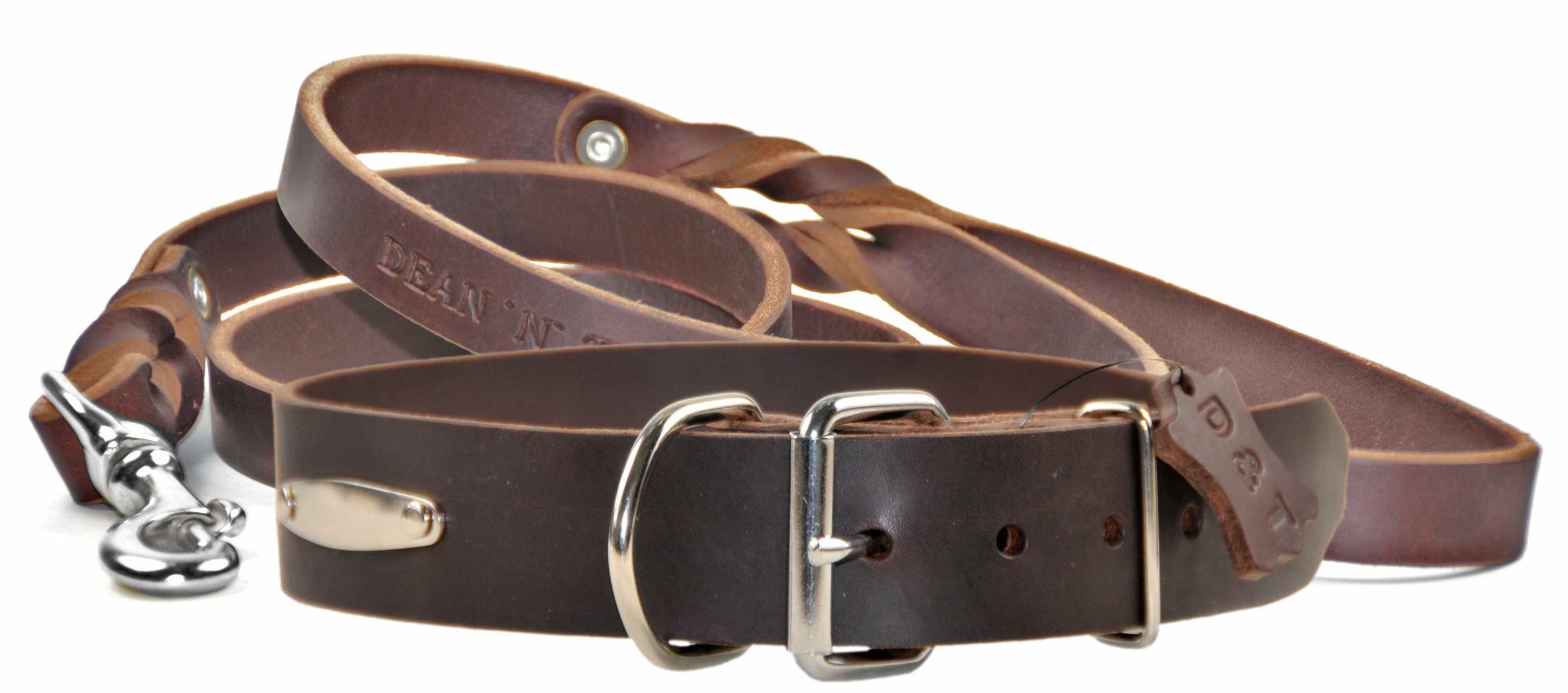 Collier Dean et Tyler avec laisse Love to Walk marron pour des balades sereines en ville