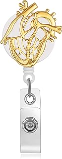 Anatomical Heart Badge Reel Retractable Cardiology Anatomy Medical ID Badge Holder Clip for Nurse Doctor Cardiologist Healthcare Professional