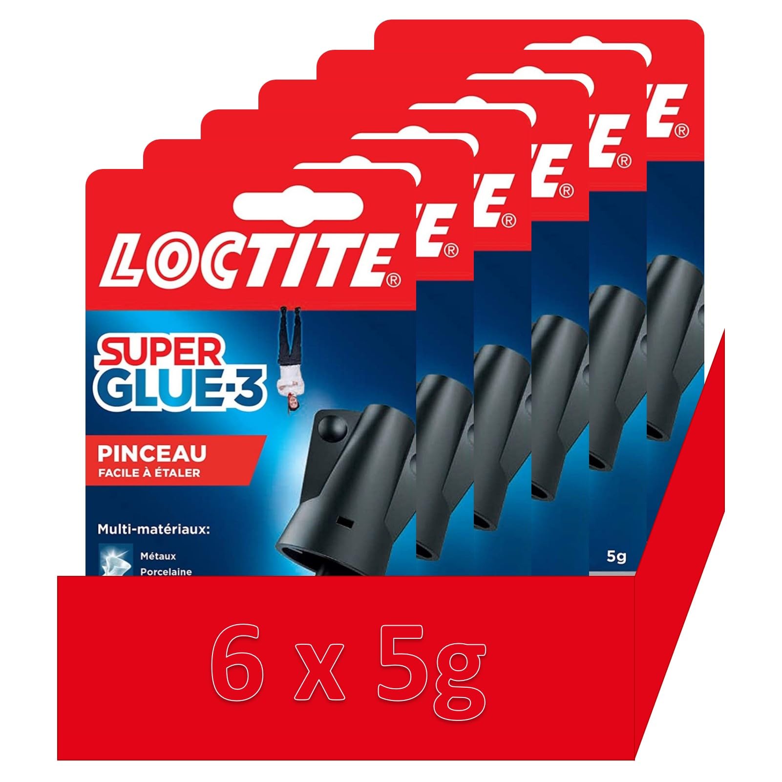 Super Glue 3 Brush Pack de 6, adhesivo potente, fácil de usar con un pincel, adhesivo líquido de secado instantáneo, adhesivo transparente, 6 frascos de adhesivo de 5 g cada uno