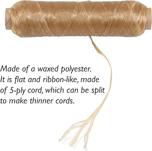 Miniatura 2 de The Beadsmith tendón artificial  Cordón de poliéster encerado  Color natural, 4 capas, carrete de 1 onza, 34 yardas100 pies  Hilo para cuentas,