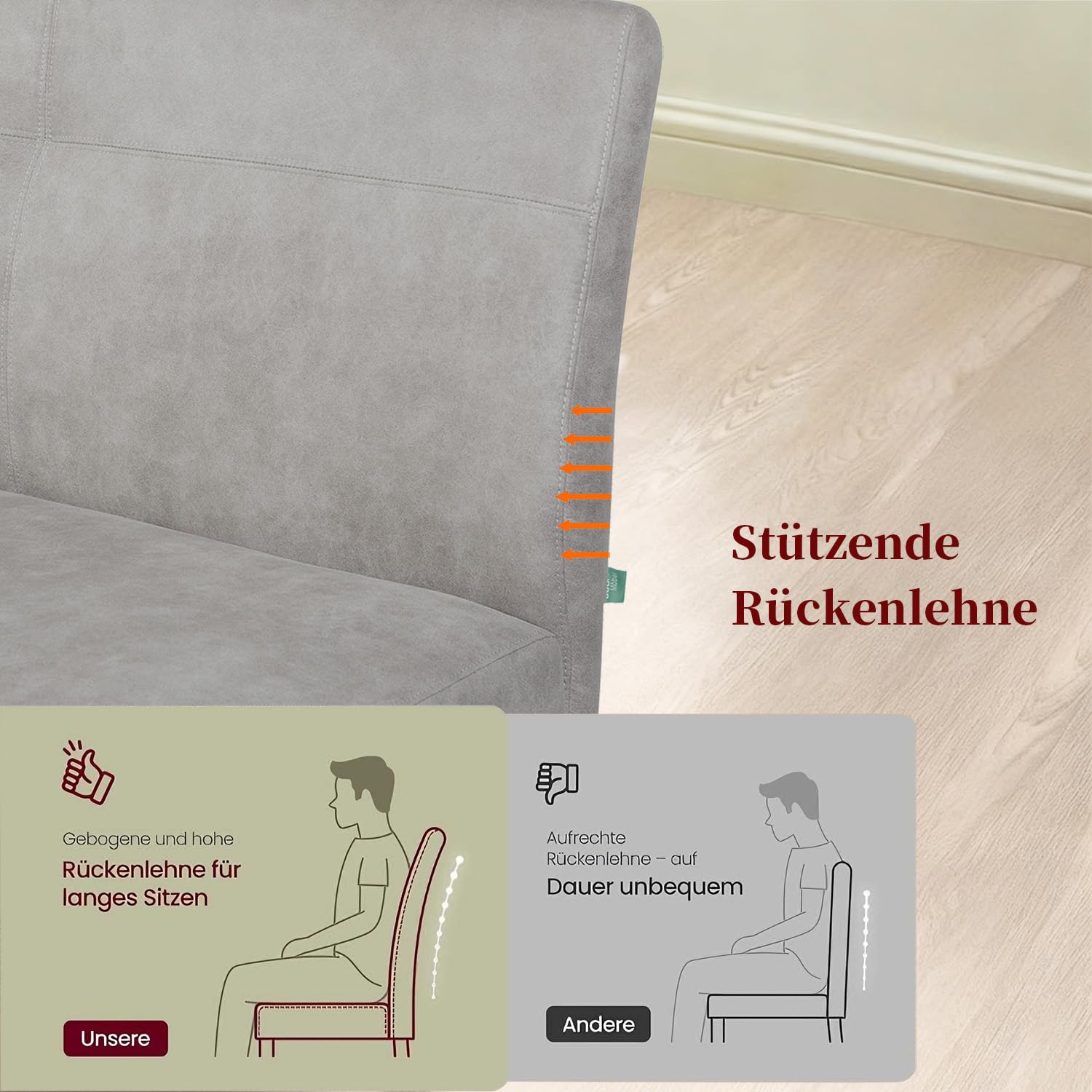 DUBI Möbel Sitzbank Joyce 160 cm mit Federkernpolsterung – Moderne Esszimmerbank Grau – Gepolsterte Küchenbank mit 15 cm Polsterung & Metallbeinen Schwarz