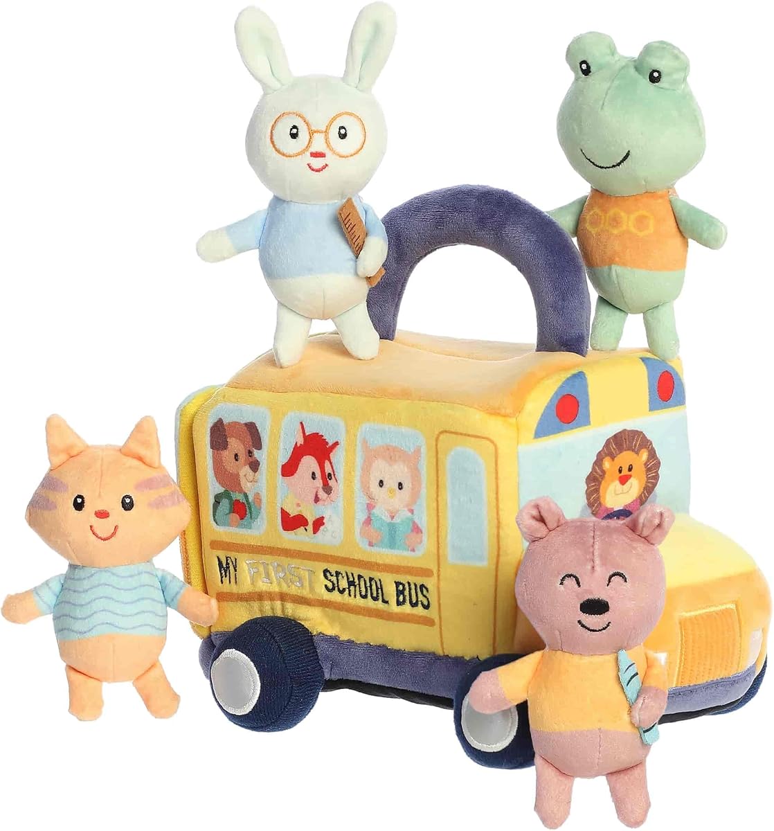 Aurora Ebba Baby Talk 8" Mi primer autobús escolar atractivo juego para bebés | Juegos interactivos de felpa con sonidos y texturas sensoriales