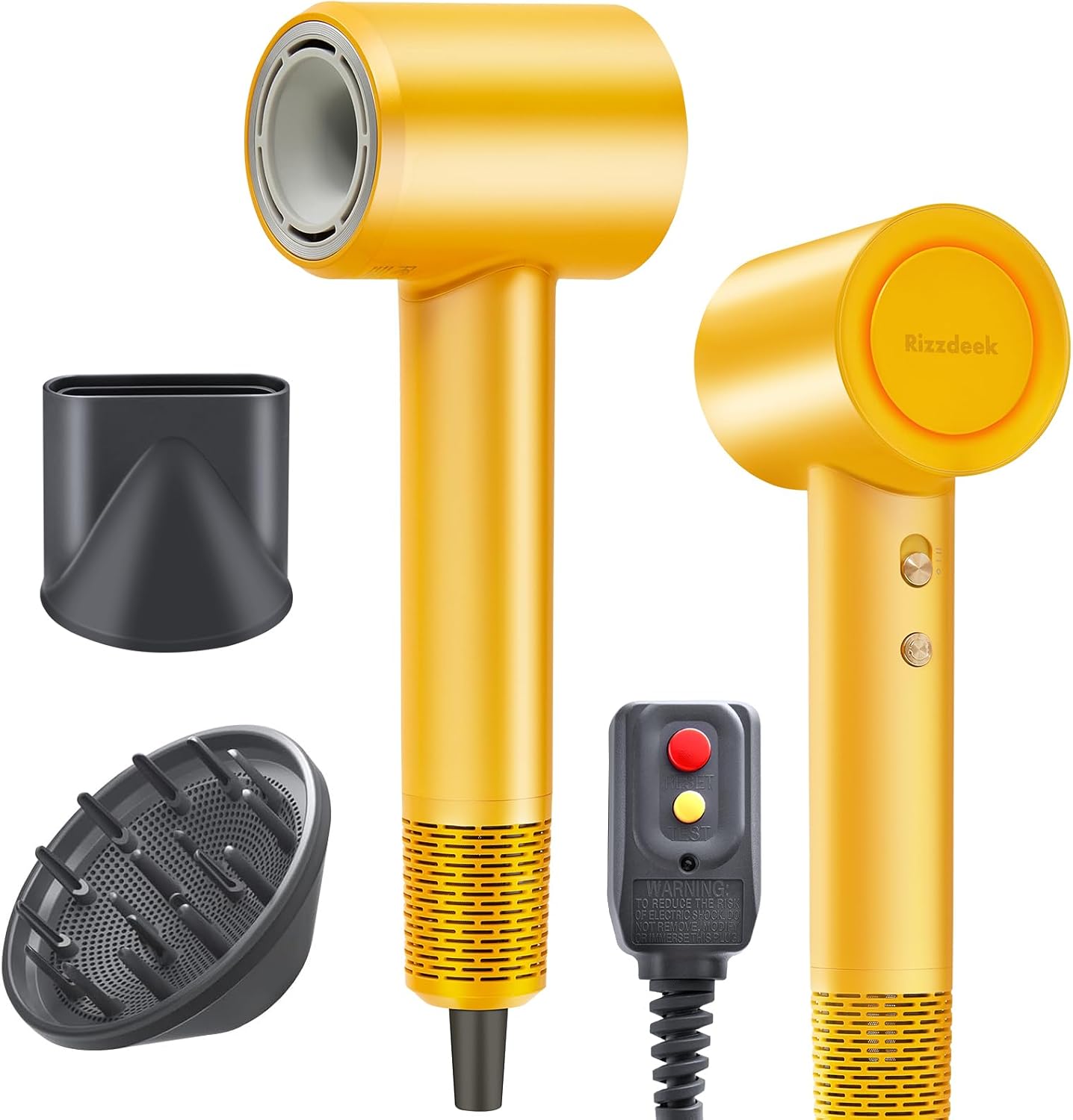 Dries Hair Quickly 500 Million Ion Hair Dryer, Low Noise 110,000 RPM Professional High Speed Fast Drying Lightweight 1627W Blow Dryer,Gifts for Women for Home and Travel, Dark Yellow