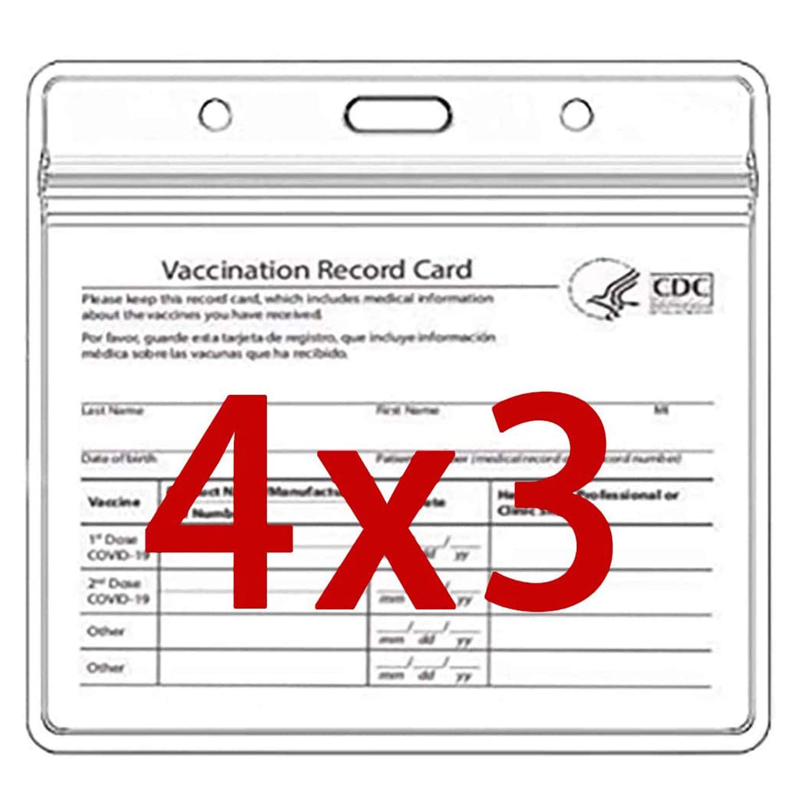 Vaccination Card Protector 3 X 4 Inches Vaccine Record Cards Cover Holder Clear Vinyl Plastic Sleeve with Waterproof Type Resealable Zipfor Events & Travel (5 Pack)