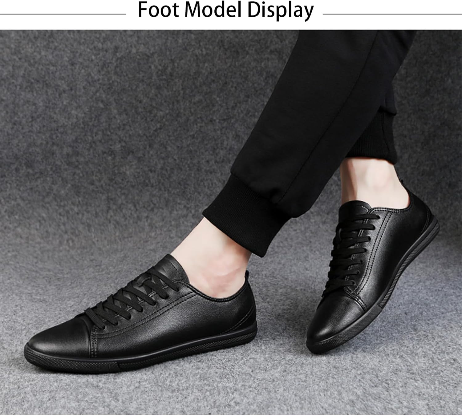 Men's Fashion Breathable Leather Casual Walking Shoes Comfortable Soft Sole Lace-up Flat Sneakers Non-Slip Business Casual Formal Work Shoes - Image 5