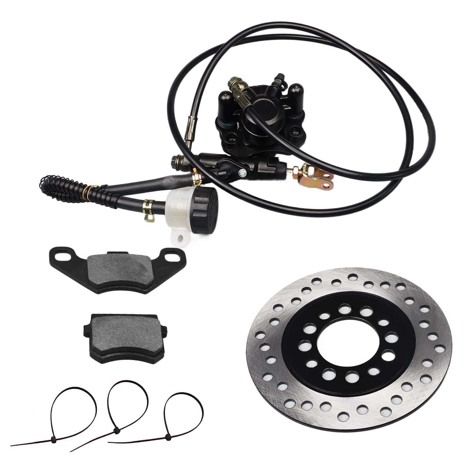 Hydraulic Rear Disc Brake Caliper System Disk Rotor Pads Compatible with Dirt Bike Quad Wheel ATV Go-kart 150cc 200cc 250cc Dune Buggy