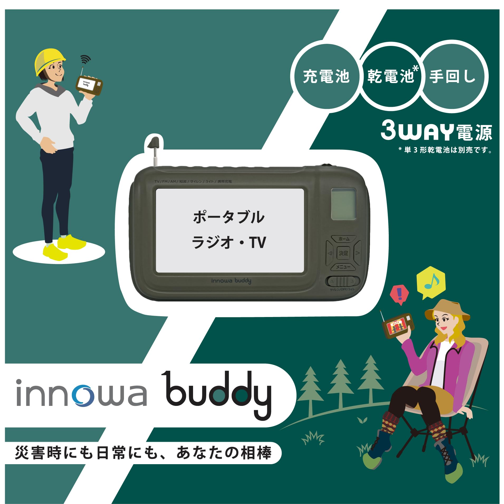 Amazon.co.jp: innowa(イノワ) buddy (Olive) 手回し ポータブルテレビ