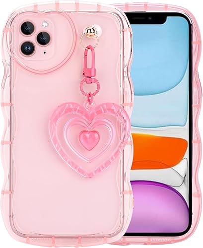 Funda compatible con iPhone 11 Pro Max de 6.5 pulgadas 2019, bonita funda de teléfono suave con forma de marco de onda rizada transparente con
