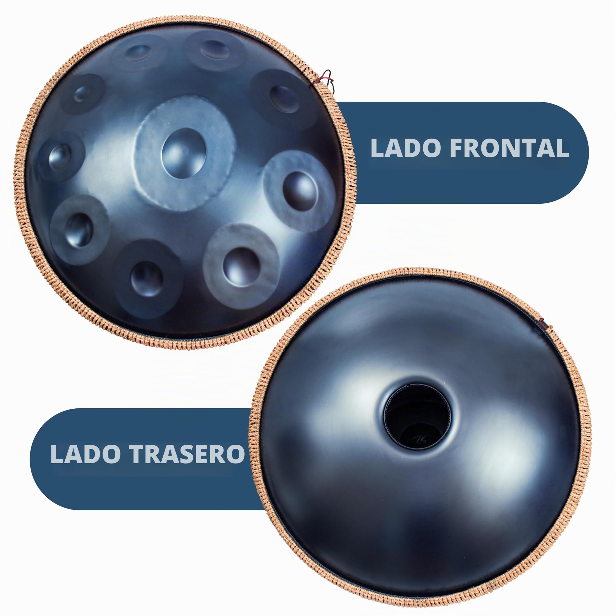 Antetok Handpan Drum Harmónico de Acero en Re Menor 10 Notas y 22 Pulgadas con Bolsa Suave de Tansporte, Instrumento de Percusión Armónica para Sanación con Sonido, Meditación Personal, Yoga(Azul)
