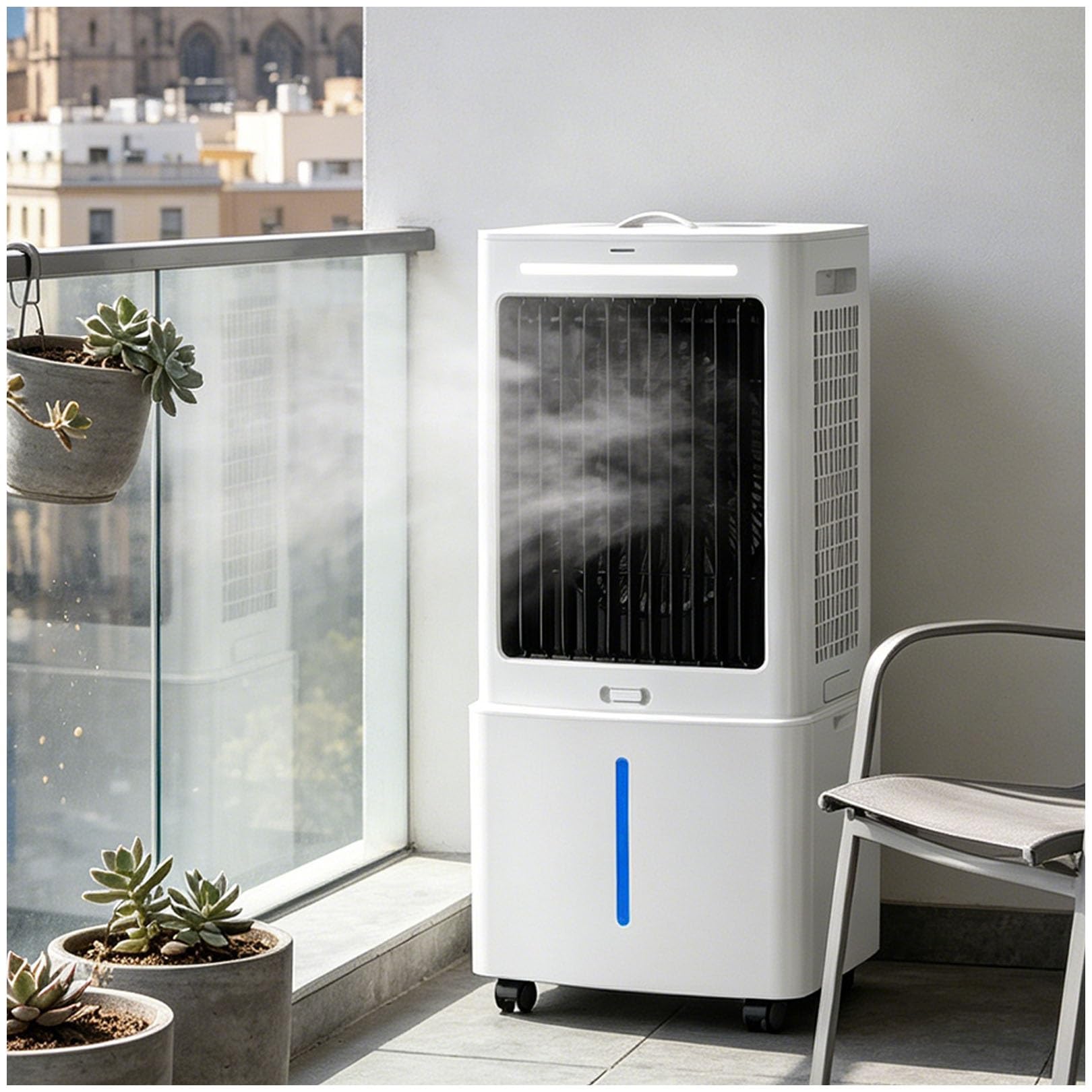 Portable Air Cooler & Fan, 360° Rolling Casters, 120° Oscillation, 25L Reservoir, 3 Speeds, 1177 CFM Cooling, No Window, 80W, Ideal for Apartment & Office Space