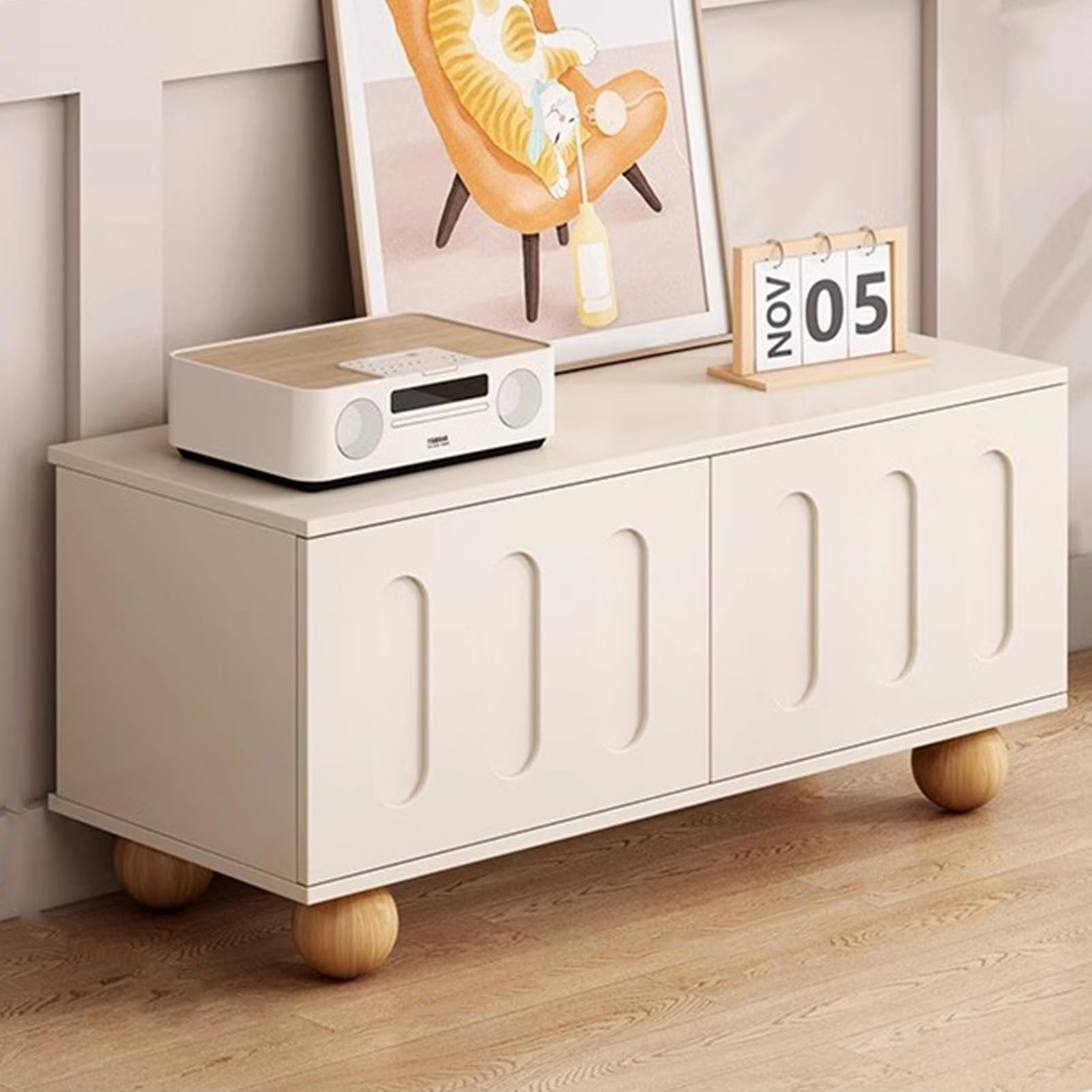 DFGHNBVC Tv Stand, Modern Tv Stand, Tv Entertainment Center, Living Room Tv Stand, Wood Tv Stand, Media Center, Television Stand With Cabinets, For Living Room, Bedroom,White Color-80Cm/32In