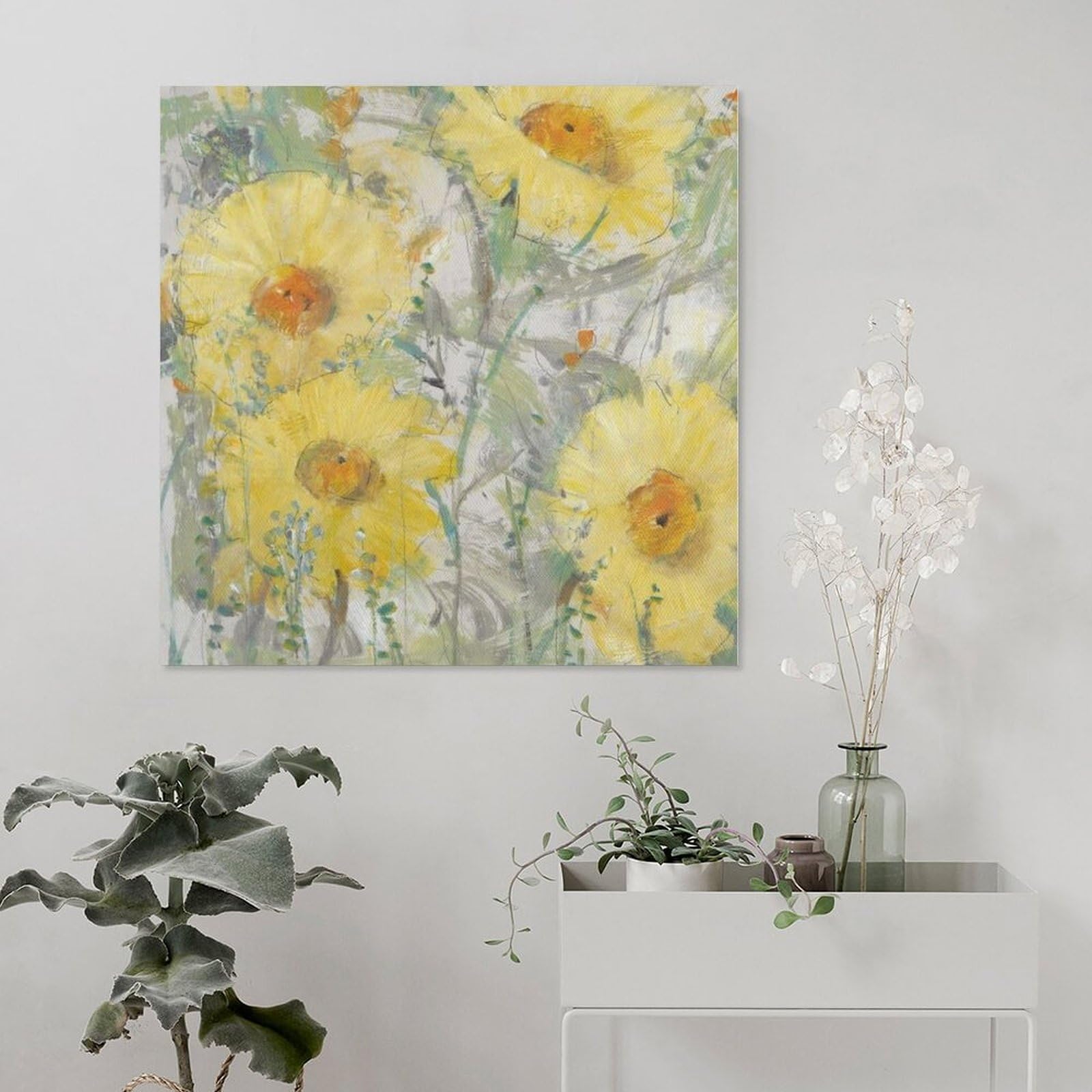 Amazon.co.jp: 黄色の花の絵 いポップな絵画 黄色い花 プリント