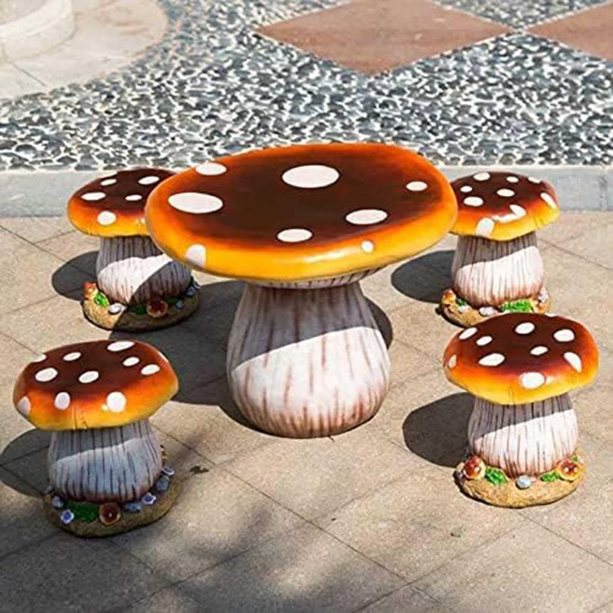 3 Tabourets Champignon Crapaud – Interchangeables – Déco Jardin Fée Ou Géocaching