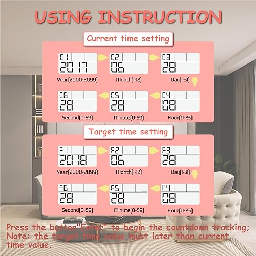 Miniatura 6 de Runleader Temporizador de eventos de 9999 días con luz de fondo, recordatorio de zumbador y batería reemplazable para cumpleaños, día del niño,
