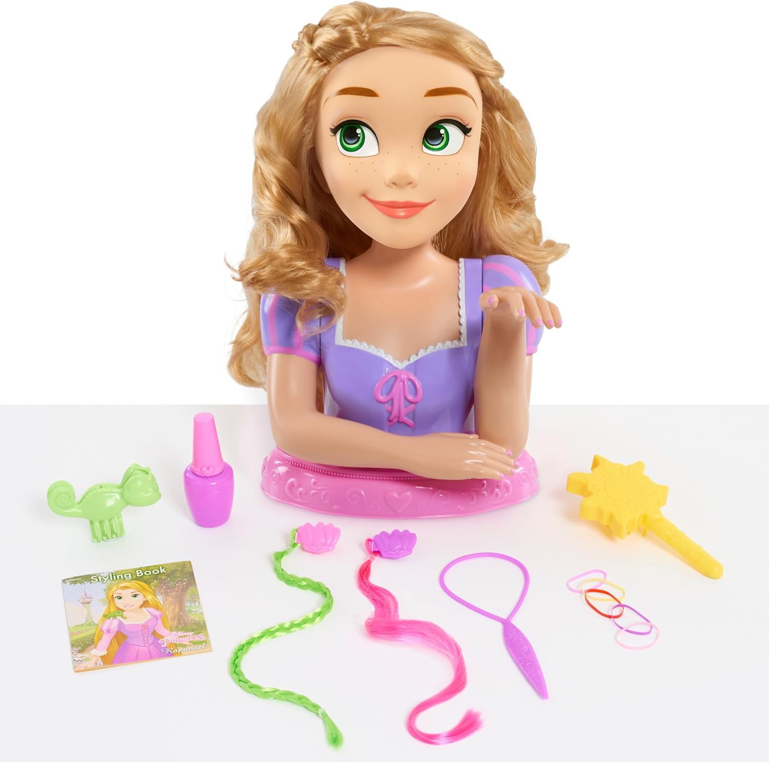 Disney Princess Deluxe 12-inch Rapunzel Styling Head with Accessories, 13-pieces, Pretend Play, Kids Toys for Ages 3 Up by Just Play