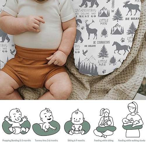 Miniatura 6 de Fundas de almohada de lactancia de animales del bosque gris para niños, ciervos, osos, caballos, zorros, montañas, fundas de lactancia para