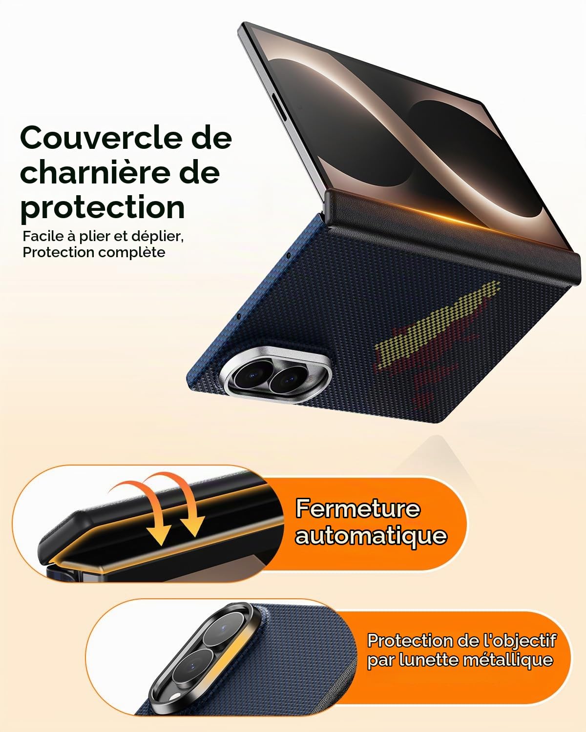memumi Coque magnétique en Fibre d'aramide pour Samsung Z Fold 8