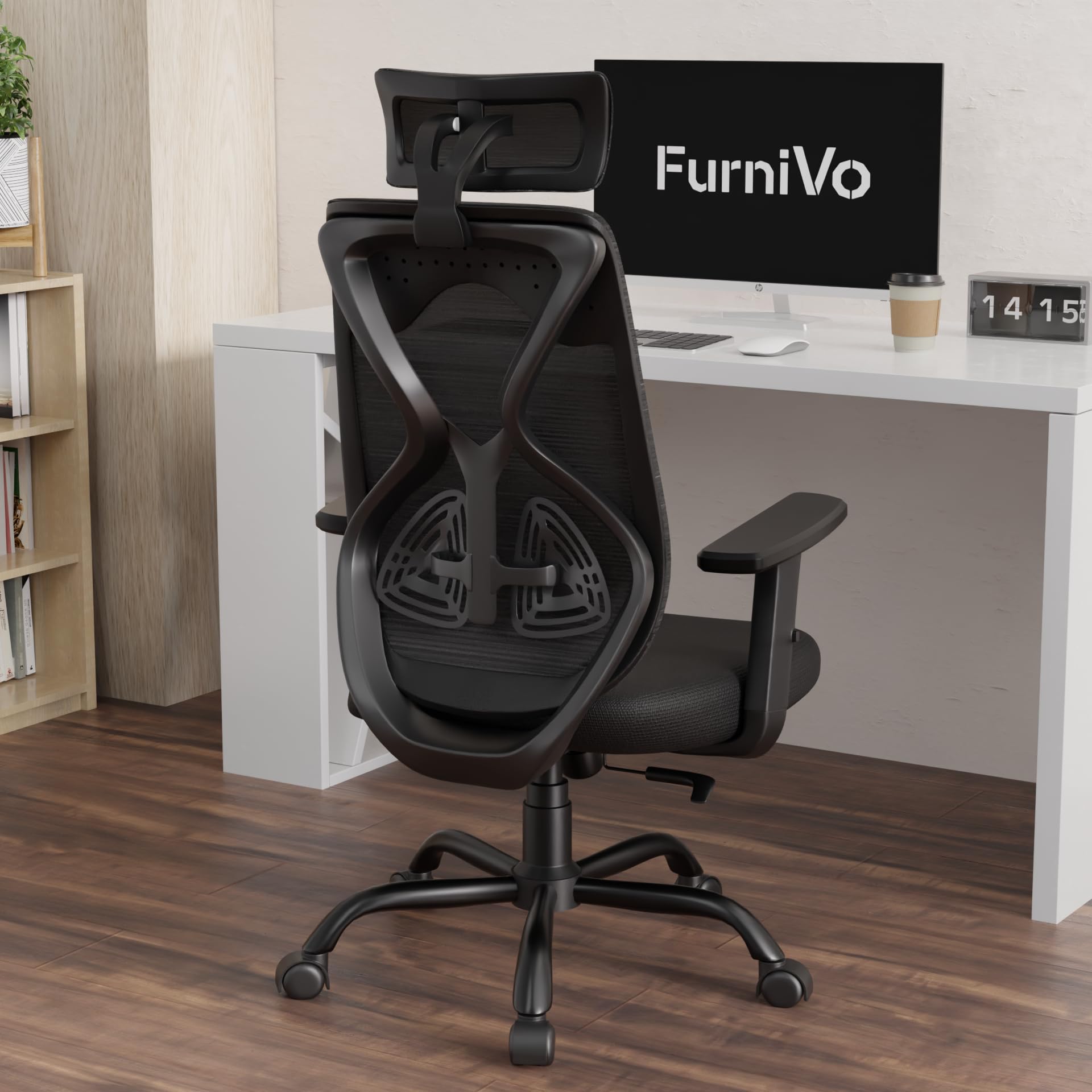 Furnivo Titan Ergonomic Office Chair for Home & Office | Adjustable Armrests | 120 Recline | Lumbar Support | Thick Cushioned Seat | Heavy-Duty Base | 3 Years Warranty (Black)