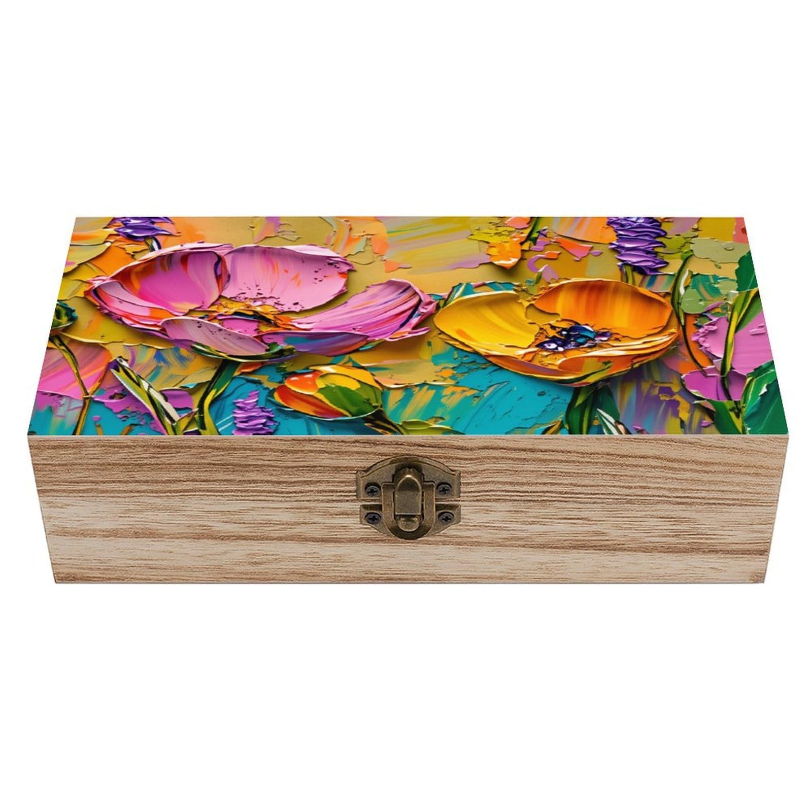 asbwuo Wildflower Vintage Wooden Keepsake Box
