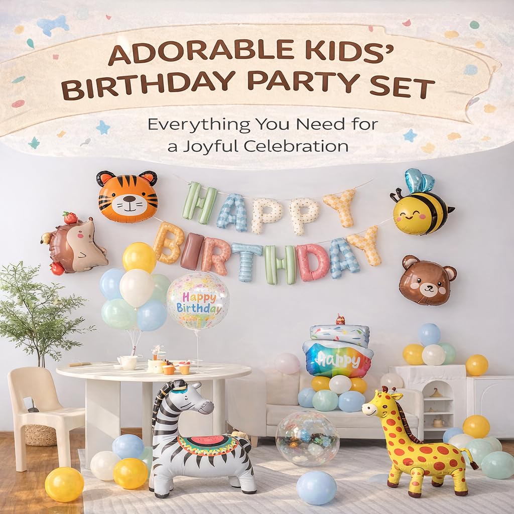 Juego de decoración de globos de animales para niños y niñas