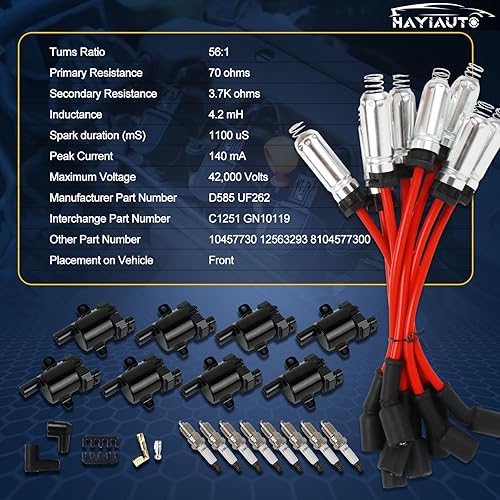 Miniatura 7 de HAYIAUTO Paquete de 6 bobinas de encendido UF487 y bujías de iridio 6619 compatibles con Toyota Highlander Avalon Camry Rav4 Sienna VenzaLexus ES350