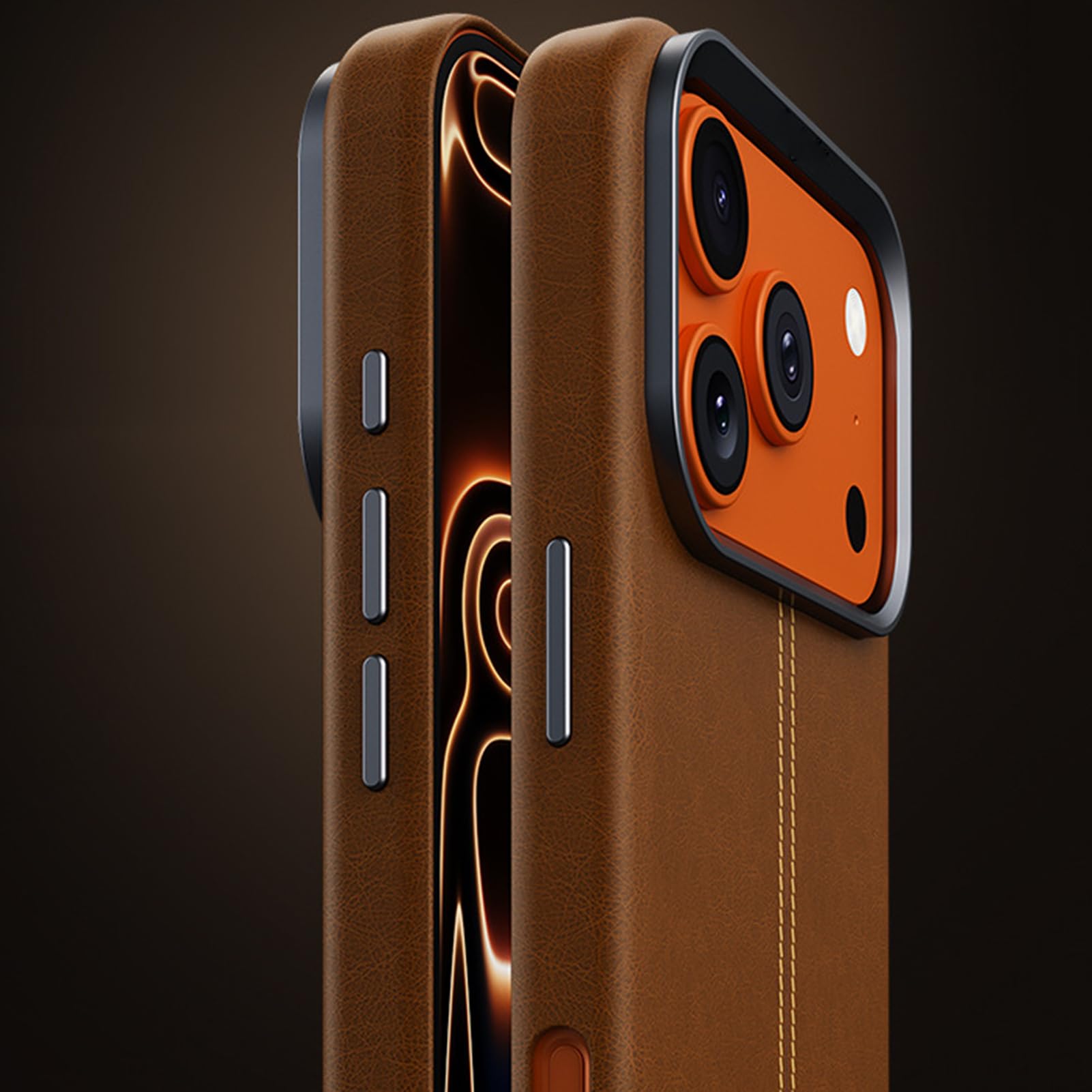 Magnetisch Hülle Für iPhone 17 Pro Max/17 Pro/Air/17, Mattes Veganes Leder Kabelloses Laden Handyhüllen Stilvolle rutschfeste Schutzhülle,Schwarz,17 Pro