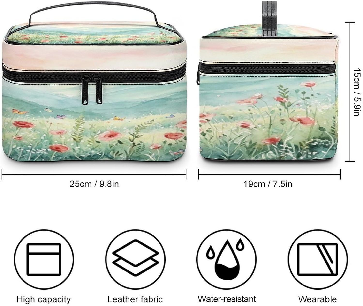 Floral Landscape Travel Makeup Bag Cosmetic Bag Toiletry Bags image 2