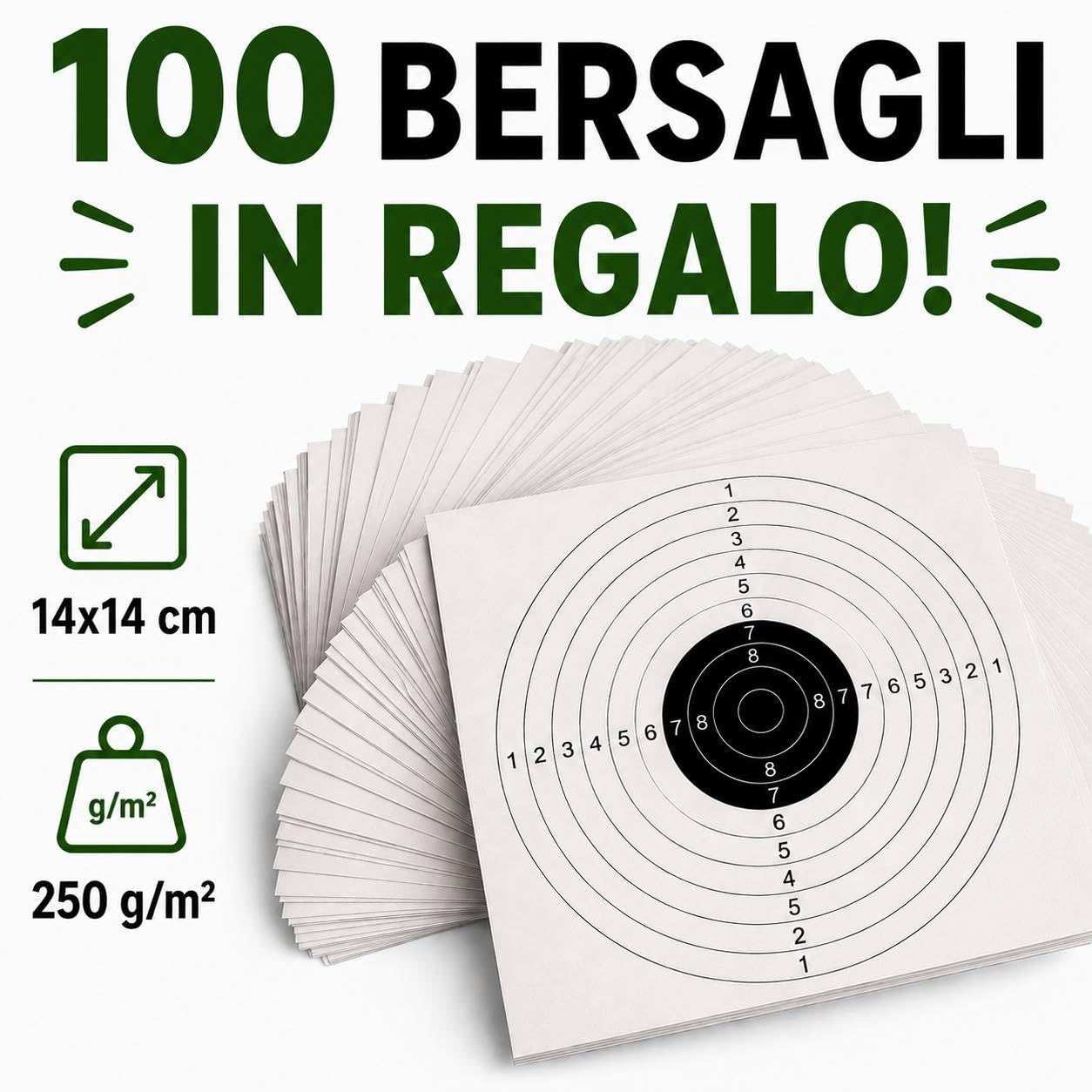 Supporto per Bersagli in Acciaio 14x14 cm 250 gr/m2 per Airsoft Airgun Tiro
