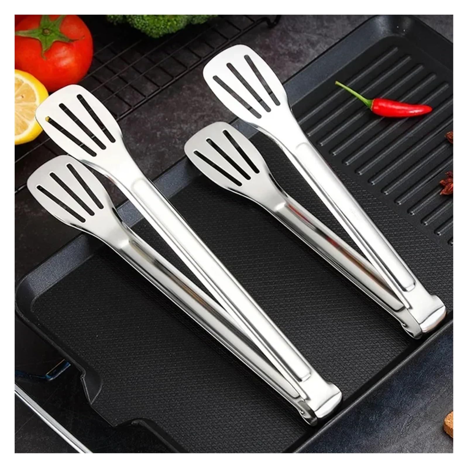 Szczypce do grilla, Szczypce do żywności ze stali nierdzewnej 304 BBQ Antypoślizgowe klipsy do steków do grilla Smażenie ryb Grillowanie Klipsy do chleba Szczypce do gotowania Gadżety kuchenne Akcesor