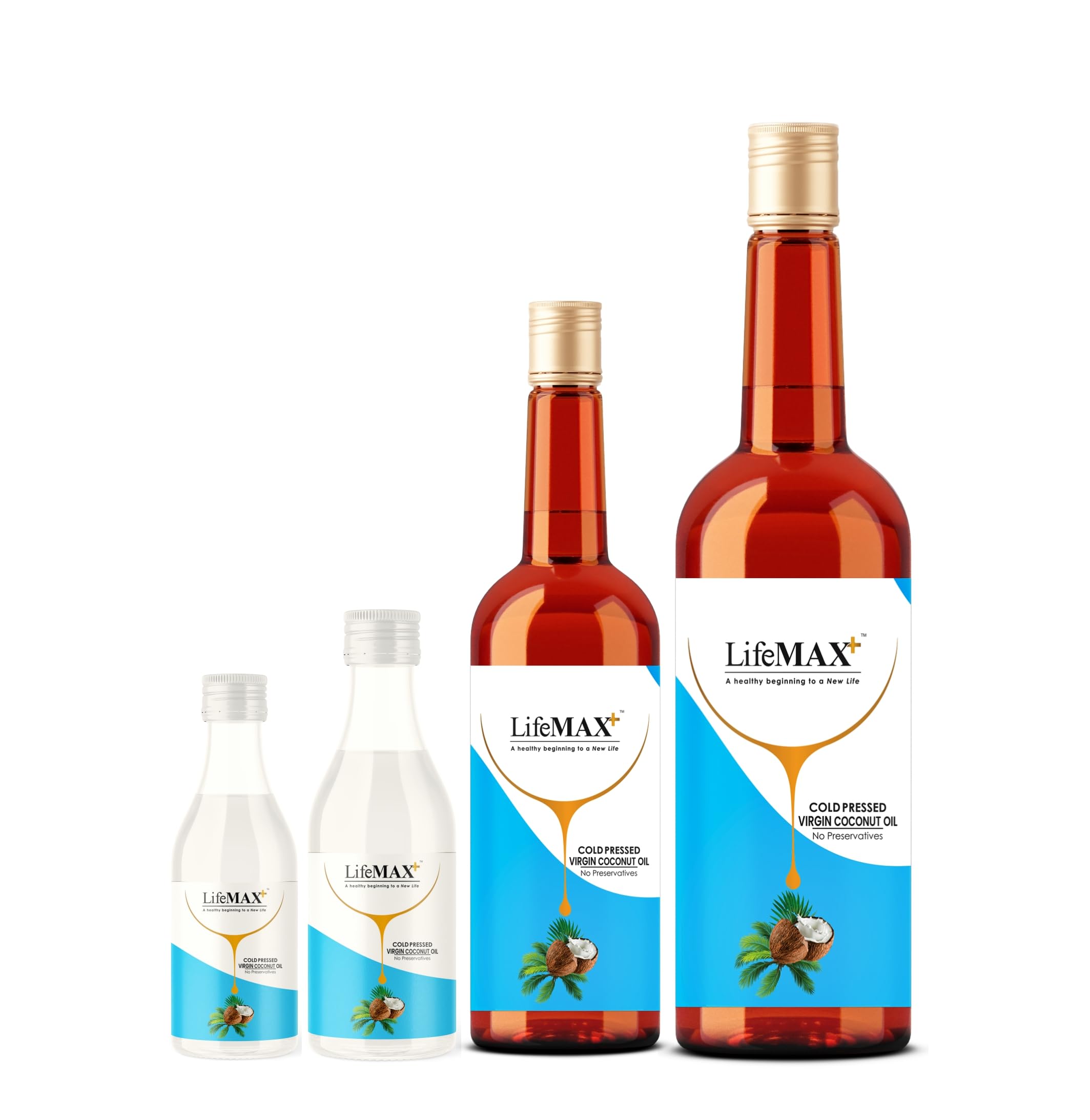 LIFE MAX+ Cold Pressed Virgin Coconut Oil | Unrefined & Pure | Kolhu/Kacchi Ghani/Chekku | Natural | Chemical-Free | Edible, Cooking, Baby Massage, Hair, Skin, Keto diet. - 500ML