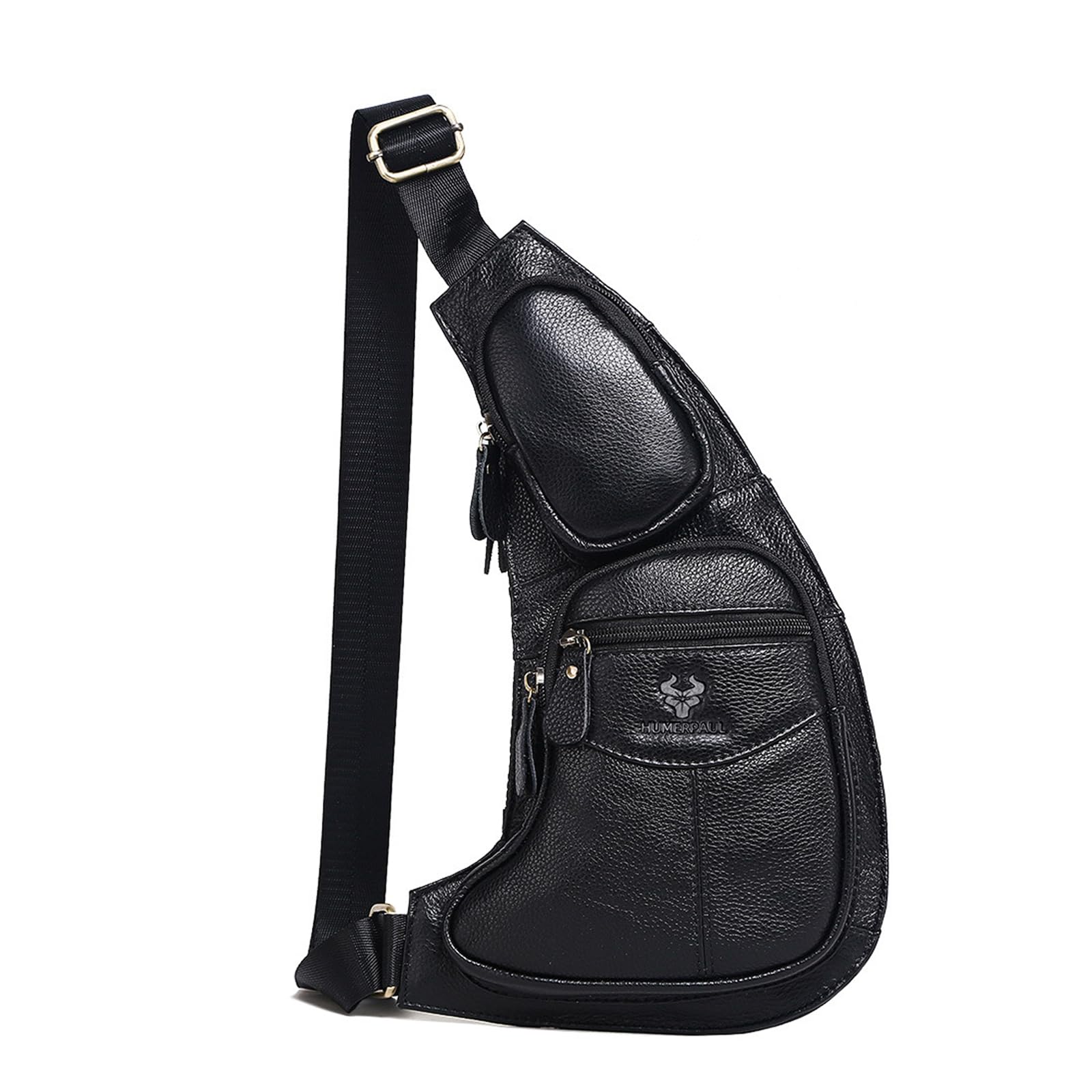 FANDARE Uomo Zaino Monospalla Borsa a tracolla in pelle Marsupio versatile da lavoro con tracolla regolabile, zainetto da viaggio impermeabile per uso quotidiano, piccola borsa laterale maschile