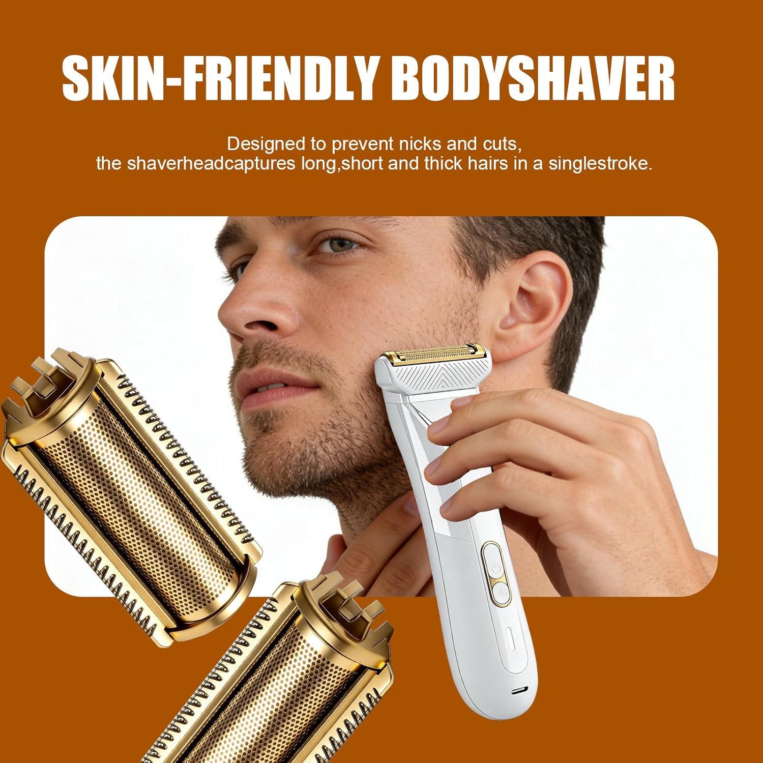 Shaver Replacement Head Compatible with MANSCAPED The Lawn Mower 5.0 Ultra Body Hair Trimmer (Golden/2pcs)