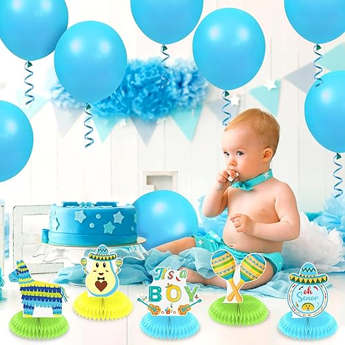 Miniatura 7 de Taco Bout A Baby Boy Shower Decoraciones - Centro de mesa de panal para fiesta de revelación de género temática mexicana