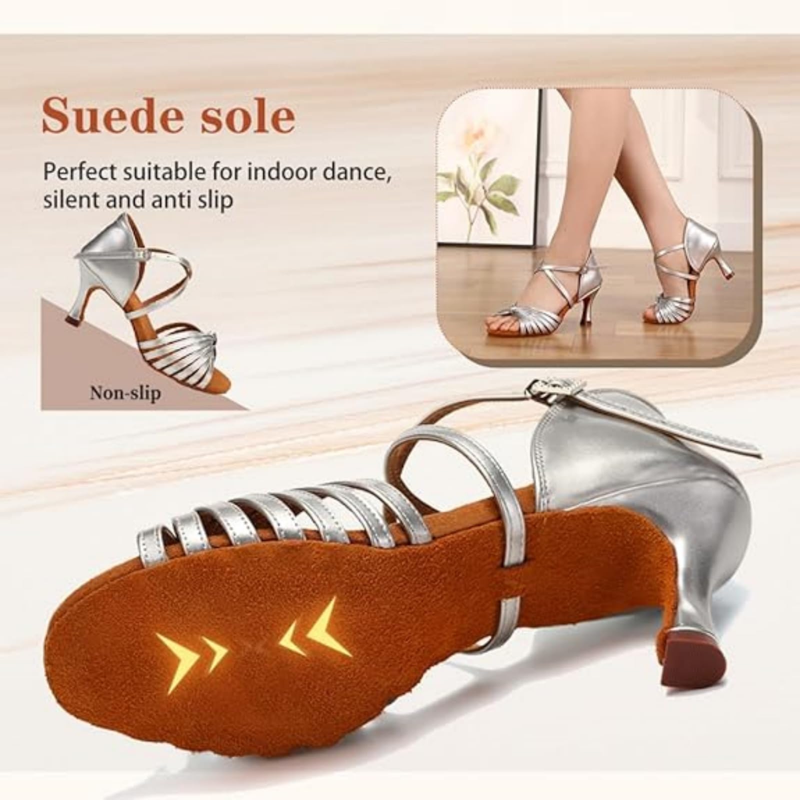 Scarpe da Ballo Latino Americano Donna Professionale Salsa Bachata Waltz Scarpe da Ballo Tacco 7.5