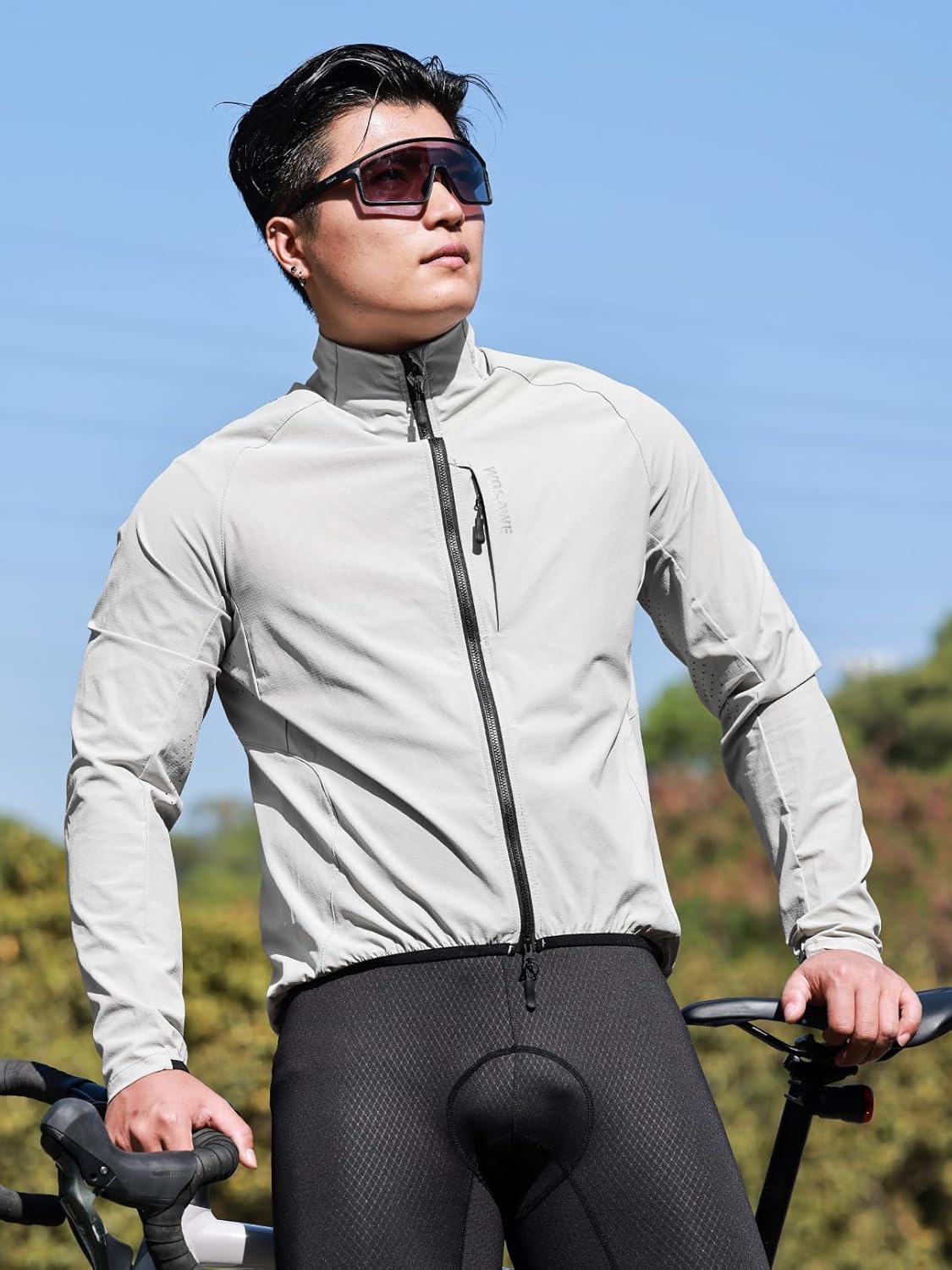 WOSAWE Lightweight Windproof Cycling Jacket with YKK Dual Zipper Water-Repellent Reflective Windbreaker for Running Commuting - Image 2